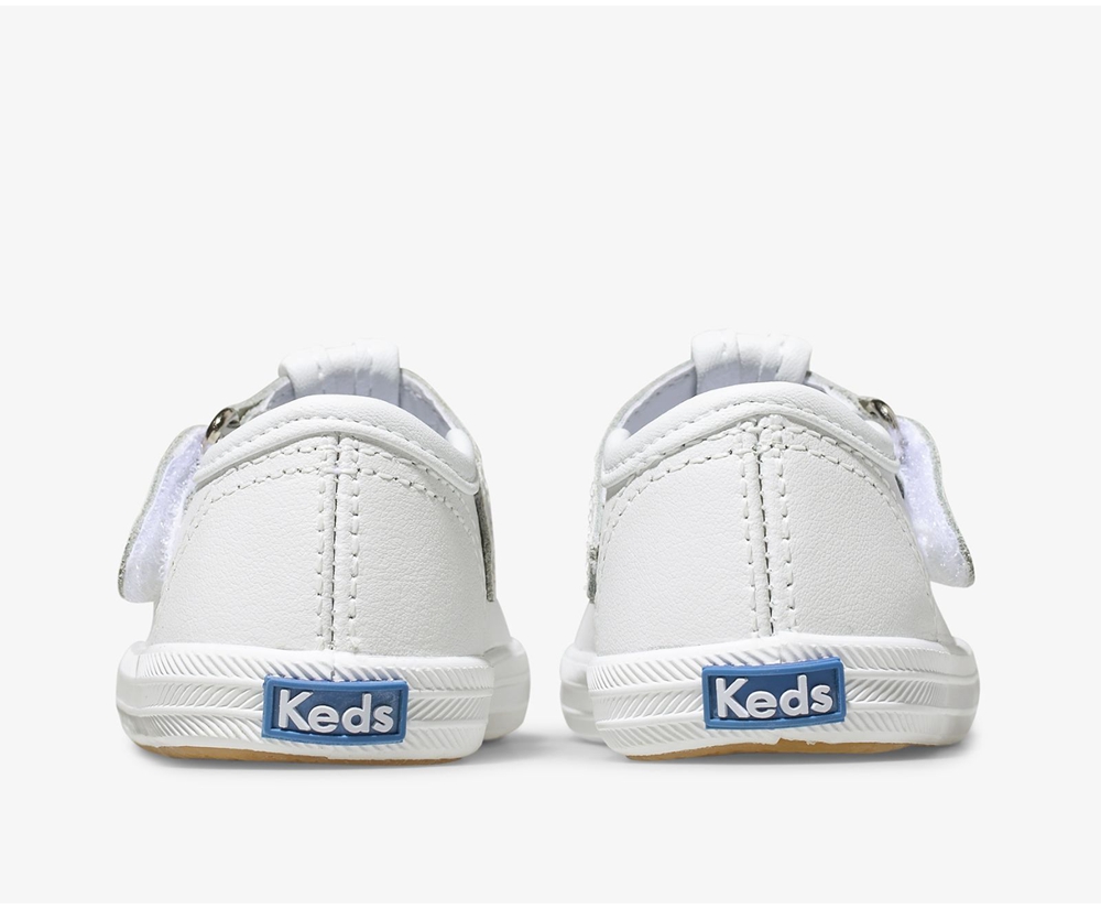 Keds Slip Ons White - Champion Toe Cap T-Strap - Kids SLFDHQ-378